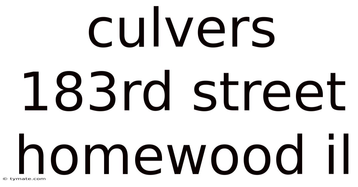 Culvers 183rd Street Homewood Il
