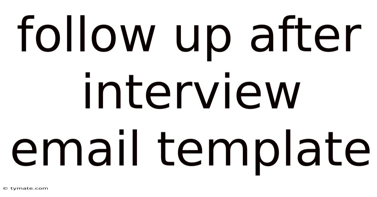 Follow Up After Interview Email Template