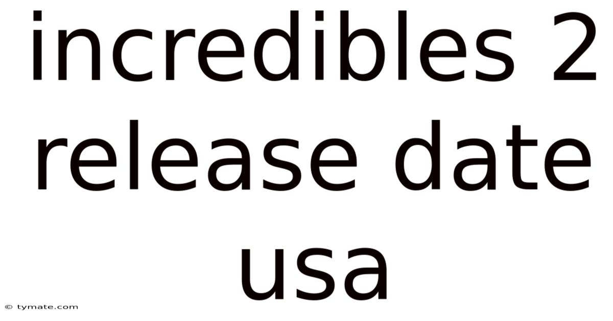 Incredibles 2 Release Date Usa