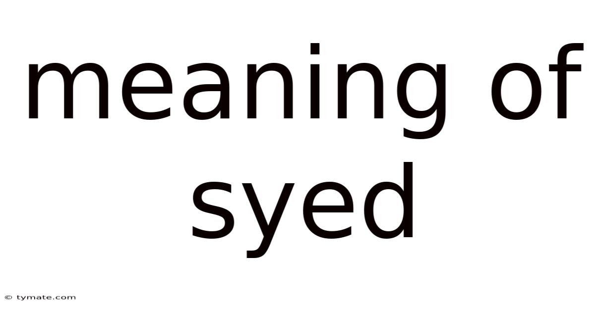 Meaning Of Syed
