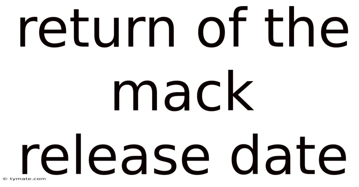 Return Of The Mack Release Date
