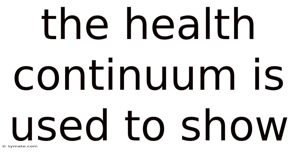 The Health Continuum Is Used To Show