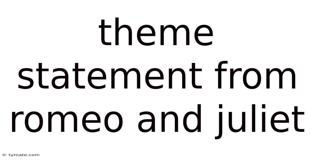 Theme Statement From Romeo And Juliet