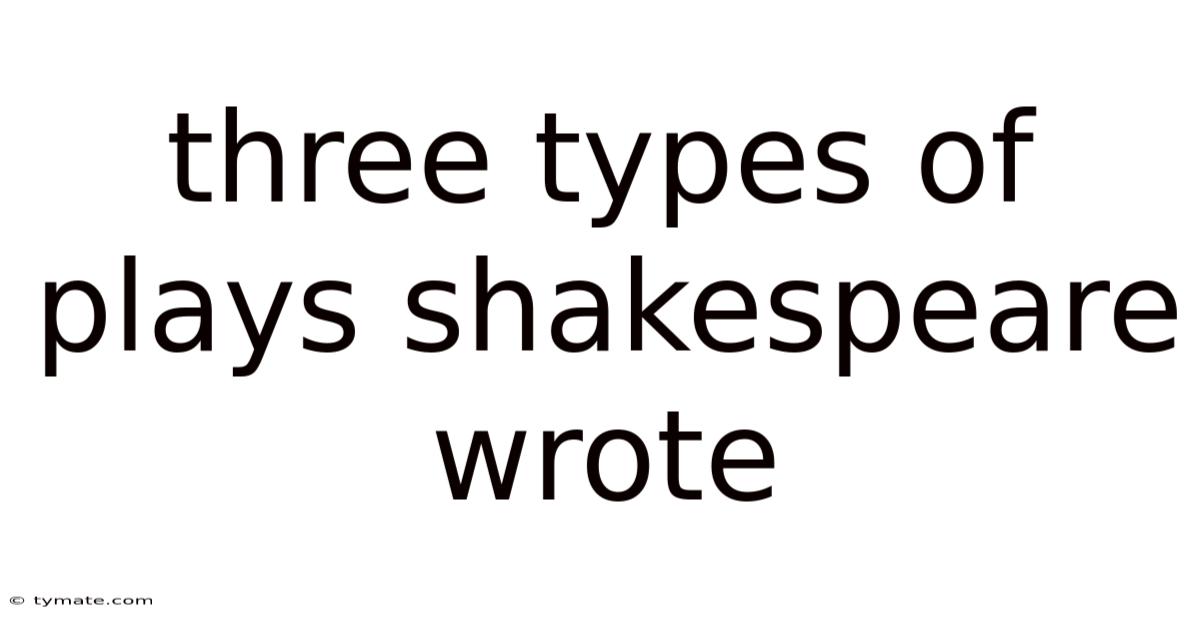 Three Types Of Plays Shakespeare Wrote