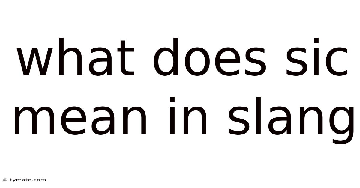 What Does Sic Mean In Slang