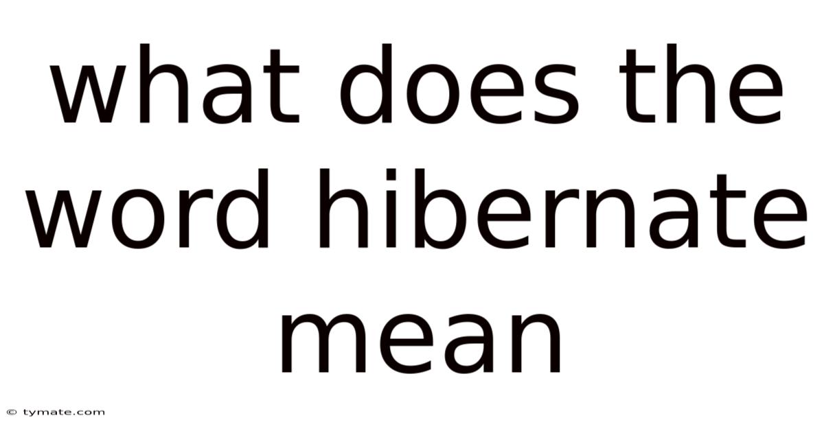 What Does The Word Hibernate Mean