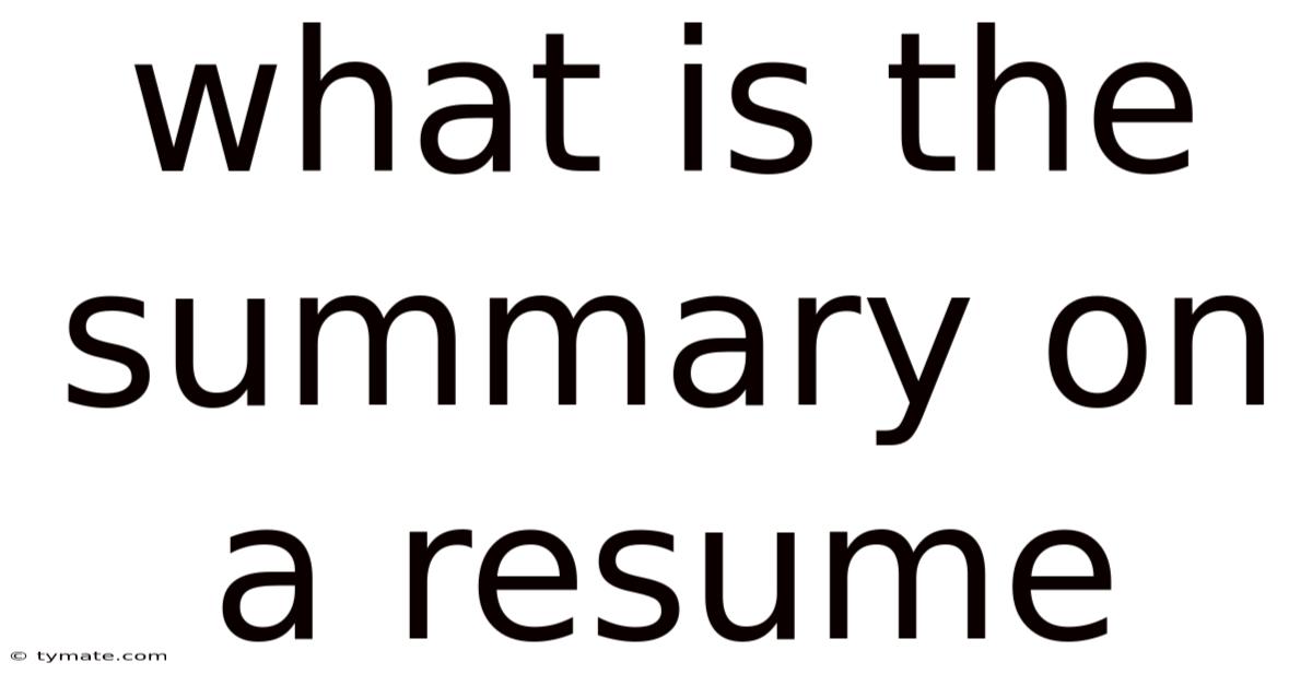 What Is The Summary On A Resume