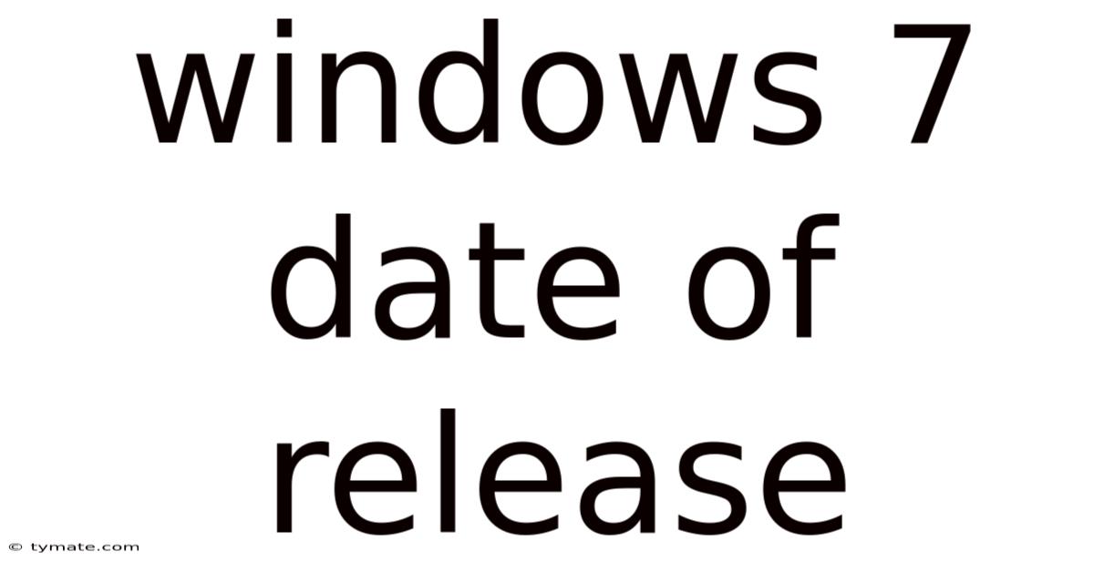 Windows 7 Date Of Release